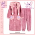 thumbnail image 1 of Disney-Pijama con capucha para mujer, conjunto de ropa de dormir de felpa cálida, con diseño de Ángel de puntada Y2k, de lana de Coral Kawaii, para el hogar, para invierno, 1 of 4