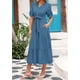 thumbnail image 4 of Vestido midi PRETTYGARDEN para mujer, verano 2025, cuello en V con bolsillos, 4 of 9