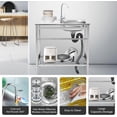 thumbnail image 4 of Free Standing Single Bowl Kitchen Sink, Stainless Steel Utility Sink with Cold and Hot Water Pipe for Kitchen, Garage, Backyard, 4 of 6