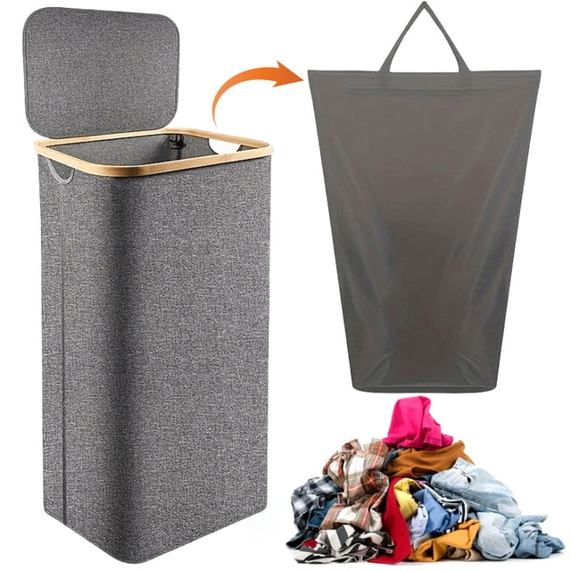 Cesta Lavandería Manijas Bambú Accesorios