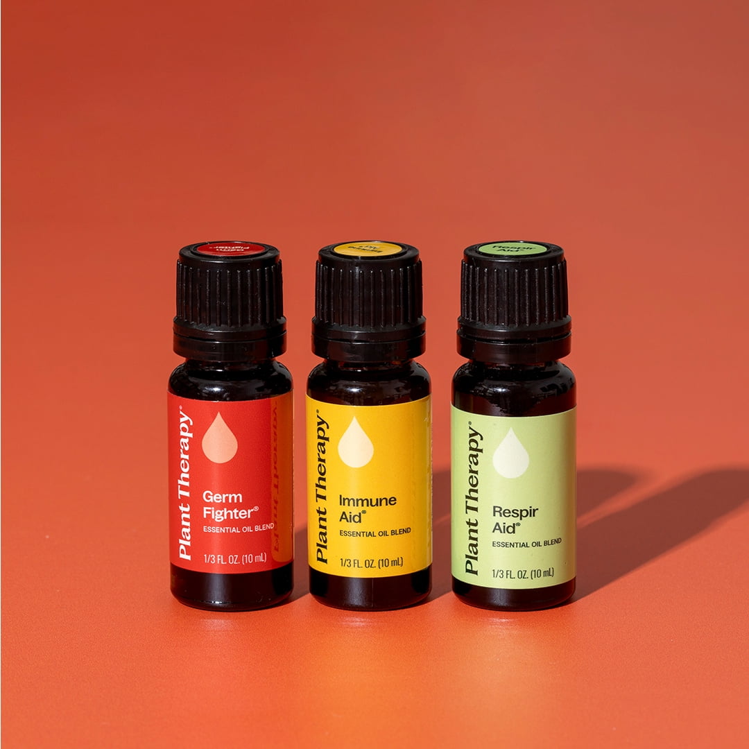 Plant Therapy Wellness Sampler Set - Immune Aid, Germ Fighter & Respir Aid - Pure Essential Oils for Seasonal Threats