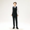 thumbnail image 3 of Lycody 4pcs Boys Slim Fit Suits Striped Formal Suits Set Toddler Kids Blazer Pants Vest Shirt Bow tie Wedding Tuxedo Dress Suits for Teen Boys, 3 of 5