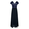 thumbnail image 3 of TXGREN summer dresses for women 2024 Women's Summer V Neck Sequined Chiffon Panel Evening Gown Long Dress Elegant Evening Dress Fashion Party Bridesmaid Dresses summer plus size Dark blue+3XL, 3 of 4