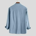 thumbnail image 5 of JTieacloth Free Button Down Shirt Male Stand Collar Casual Solid Long Sleeve Shirt Button Shirt Blue, 5 of 5