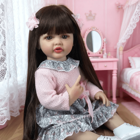 iCradle Lifelike Lovely Toddler Dolls Girl 22 Inch Realistic Beatiful Reborn Toddler Dolls Girls Babies Soft Full Body with Wig Sheath Birthday Gift for Kids Age 3 