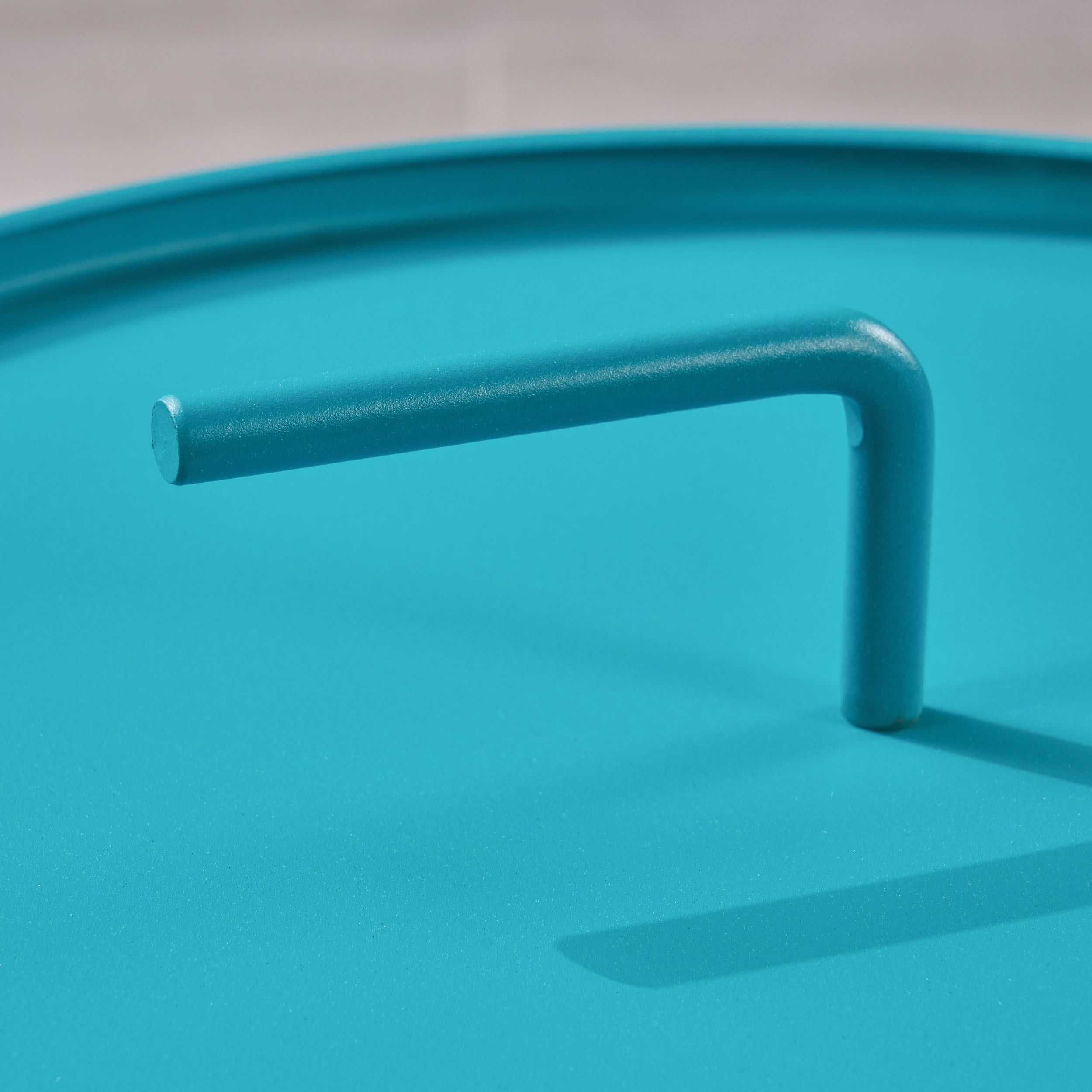 Armani Outdoor Modern 16.5" Side Table with Steel Legs, Teal
