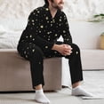 thumbnail image 7 of Hirioo Star Silver Glitter for Men's Pajama Sets 2 Piece Pjs Men's Long-Sleeved Pajama Set Button Down Sleepwear,S-XXL-X-Large, 7 of 7