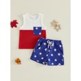 thumbnail image 3 of Toddler Baby Boys 4th of July Outfits Patchwork Crew Neck Sleeveless Tank Tops and Star Print Shorts Set Summer 2Pcs Independence Day Clothes, 3 of 8
