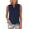 thumbnail image 6 of bnaln Summer Tank Tops for Women Trendy Vest Sleeveless Cotton Linen Shirts Lightweight Casual Button V Neck Blouse Loose Fit Camisole Tops Fashion Tees Basic Cami Shirts with Pocket, 6 of 9