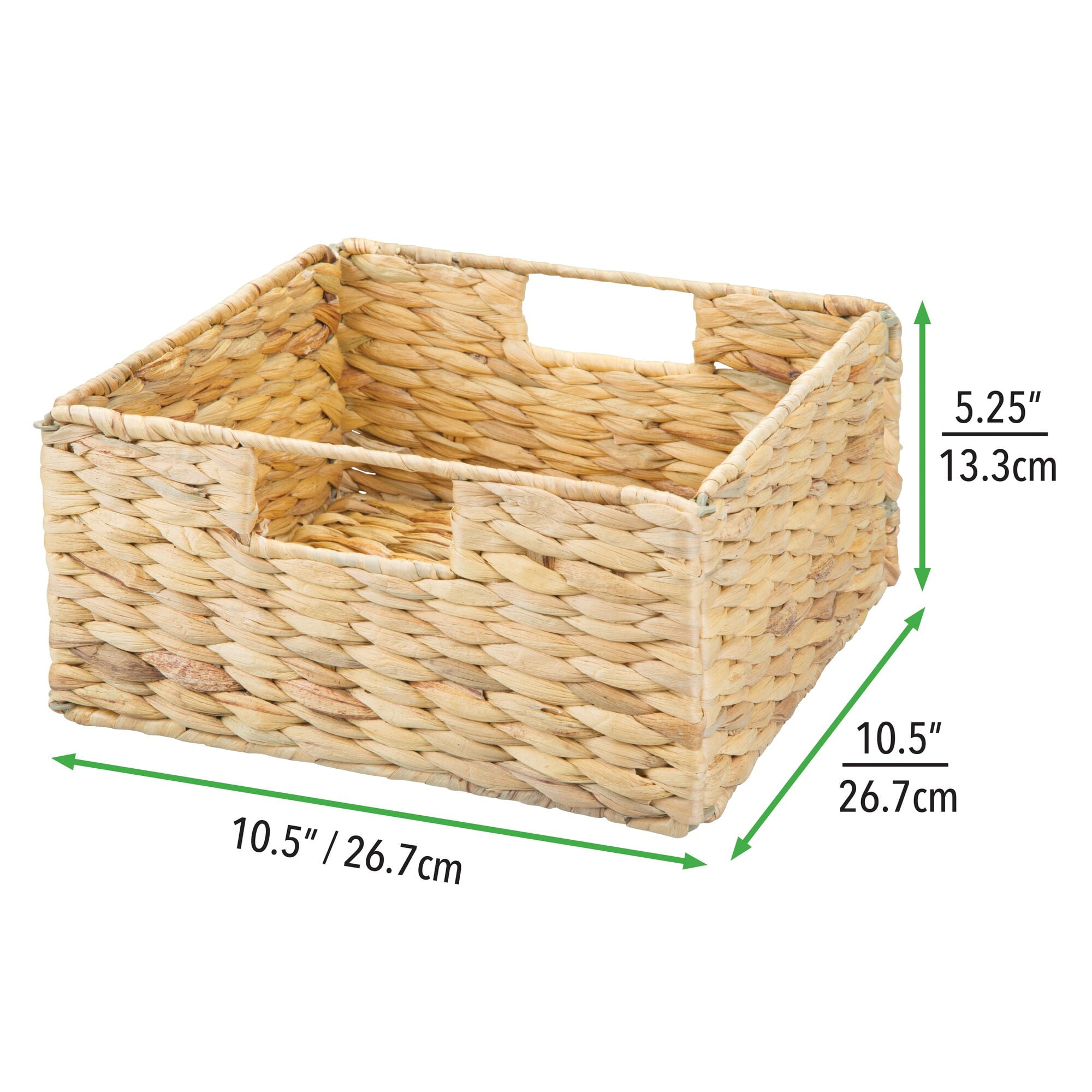 mDesign Woven Hyacinth Kitchen Basket Organizer with Handles - 8 Pack - Natural