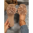 thumbnail image 1 of Women Flower Decor Flat Sandals, Fashionable Green Summer Slide Sandals, 1 of 4