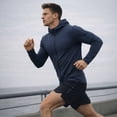 thumbnail image 2 of Youthup Men's Solid Color Fleece Hooded Jacket - Lightweight Wind-Resistant Zip Front Sports Outerwear for Fall, 2 of 12