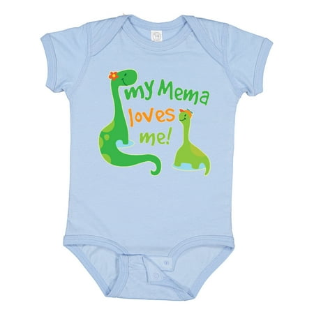 

Inktastic My Mema Loves Me Grandson Dinosaur Gift Baby Boy Bodysuit