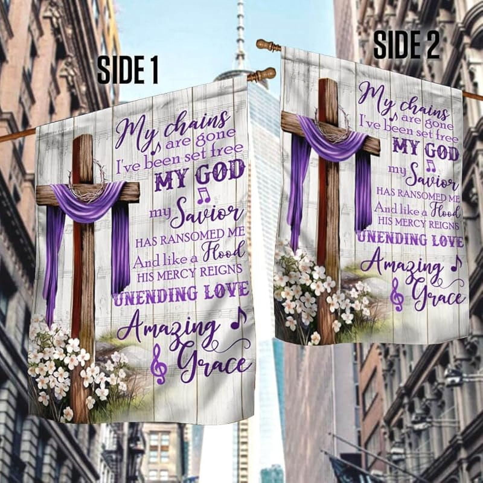 Christian Cross Flag, Grace Purple Flag - 4th of July, Independence Day Decorations for Home, Indoor, Decorative Outdoor Flags, House Flag USA House Garden Flags Premium Polyester