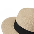 thumbnail image 4 of Womens Beach Straw Sun Hat Summer Classic Boater Sun Hat Panama Short Brim Fedora for Party Travel, 4 of 5
