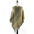 thumbnail image 4 of Styles I Love Womens Color Block Fringe Tassel Poncho Sweater Pullover Cardian Wrap Topper for All Seasons (Olive), 4 of 8
