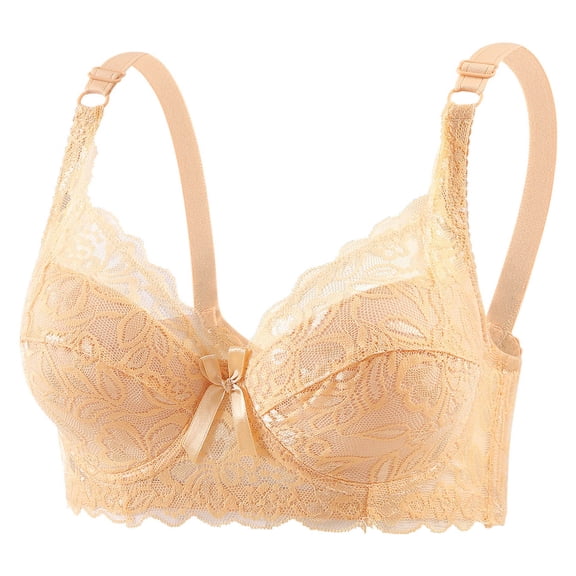 asjyhkr Underwire Bras for Women Padded Lace Bralette Lightweight Stretchy Adjust Strap Cute Everyday Wear Push up Bras(3X-Large,Yellow)