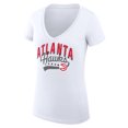 thumbnail image 2 of Women's G-III 4Her by Carl Banks White Atlanta Hawks Filigree Logo V-Neck Fitted T-Shirt, 2 of 3