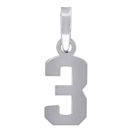 925 Sterling Silver Unisex Initial Number 3 Charm Pendant for Men Women