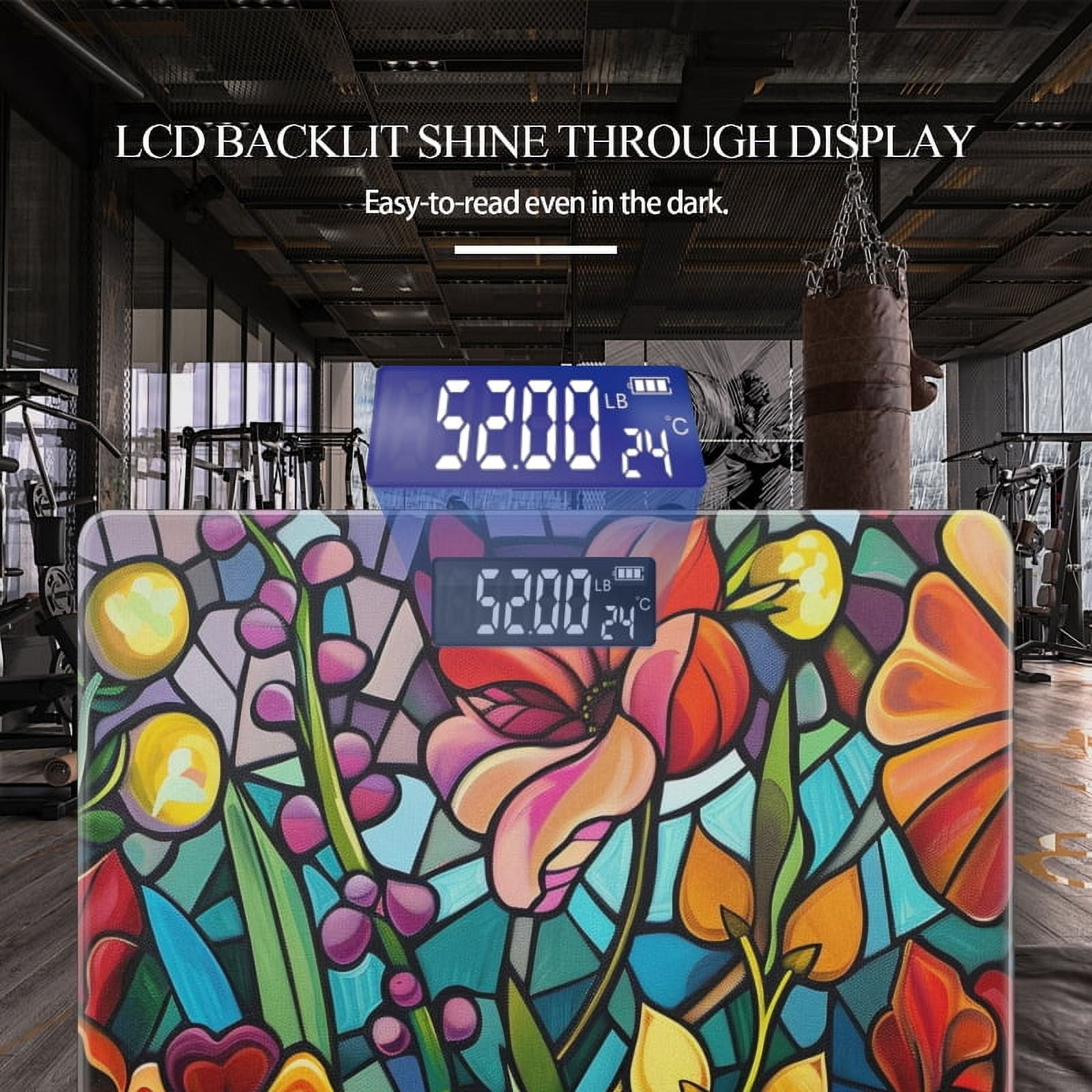 High Precision Body Weight Scale Smart Bathroom Scales with Large LCD Display(400lbs),Decorative for Bedroom-Colorful Floral Garden Scene With Flowers In Full Bloom