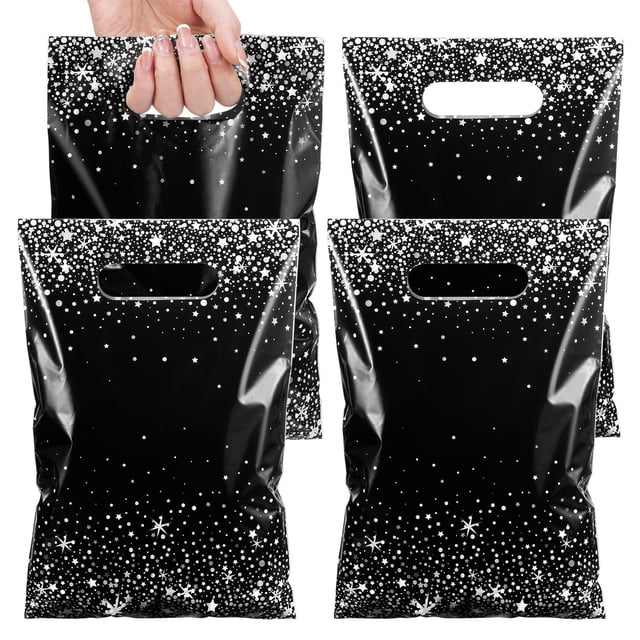 Bolsas de regalo Party Favor Pasimy, color negro y plateado, 17 x 25 cm (50 unidades)