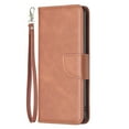 thumbnail image 6 of Wallet Case for iPhone 12 Pro/12, Retro Solid Color Premium Leather Credit Card Holder Wallet RFID Blocking Case with Wrist Strap Stand Magnetic Flip Cover For iPhone 12/12 Pro, Brown, 6 of 8
