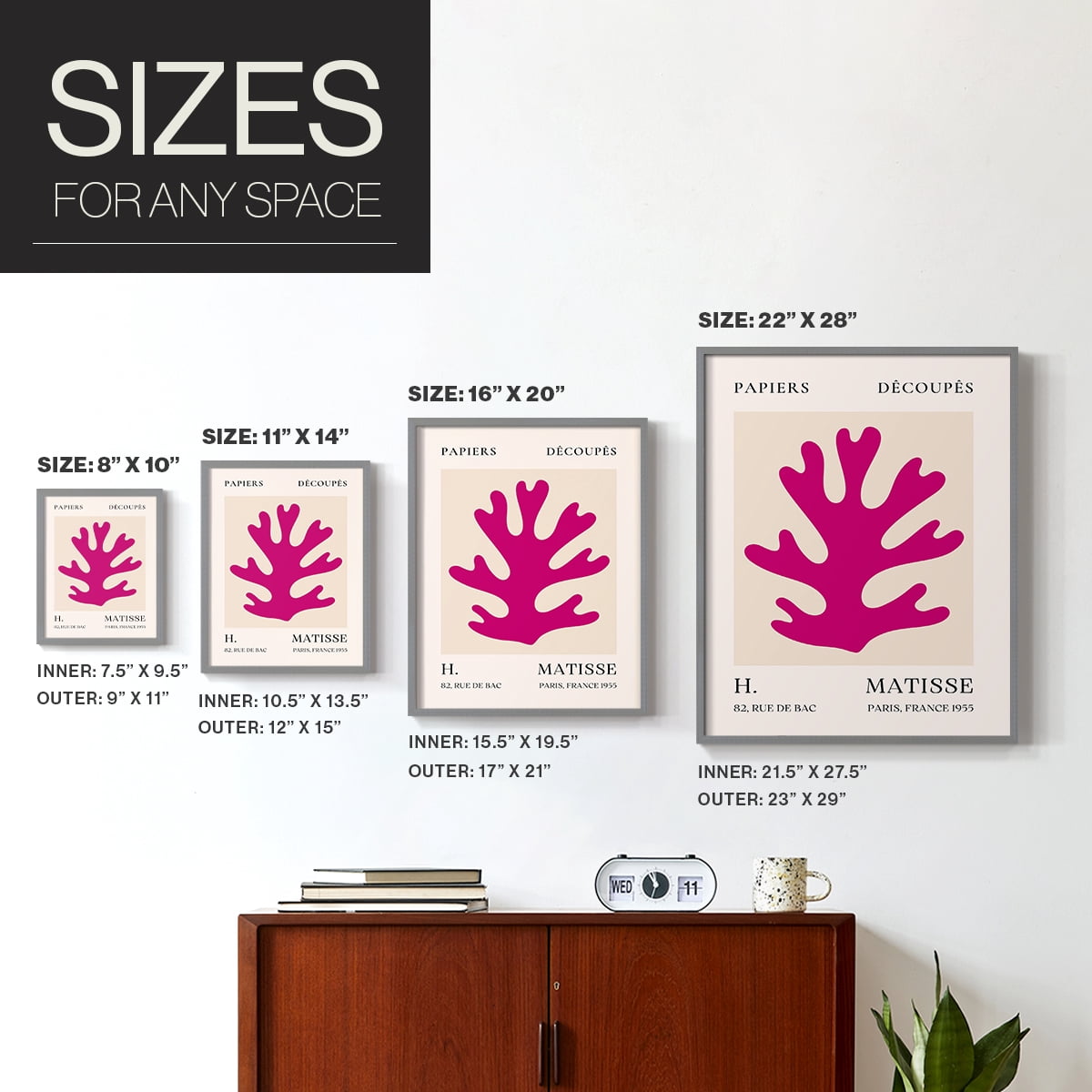 Matisse CLXI Framed Print in Gray Solid Wood 16 x 20 Framed Print