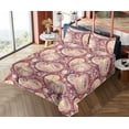 thumbnail image 4 of Ambesonne Paisley Fitted & Flat Sheet with Shams 4 Pcs Set, Modern Leafy Floral Motif, King, Raspberry Cream Pale Pink, 4 of 5
