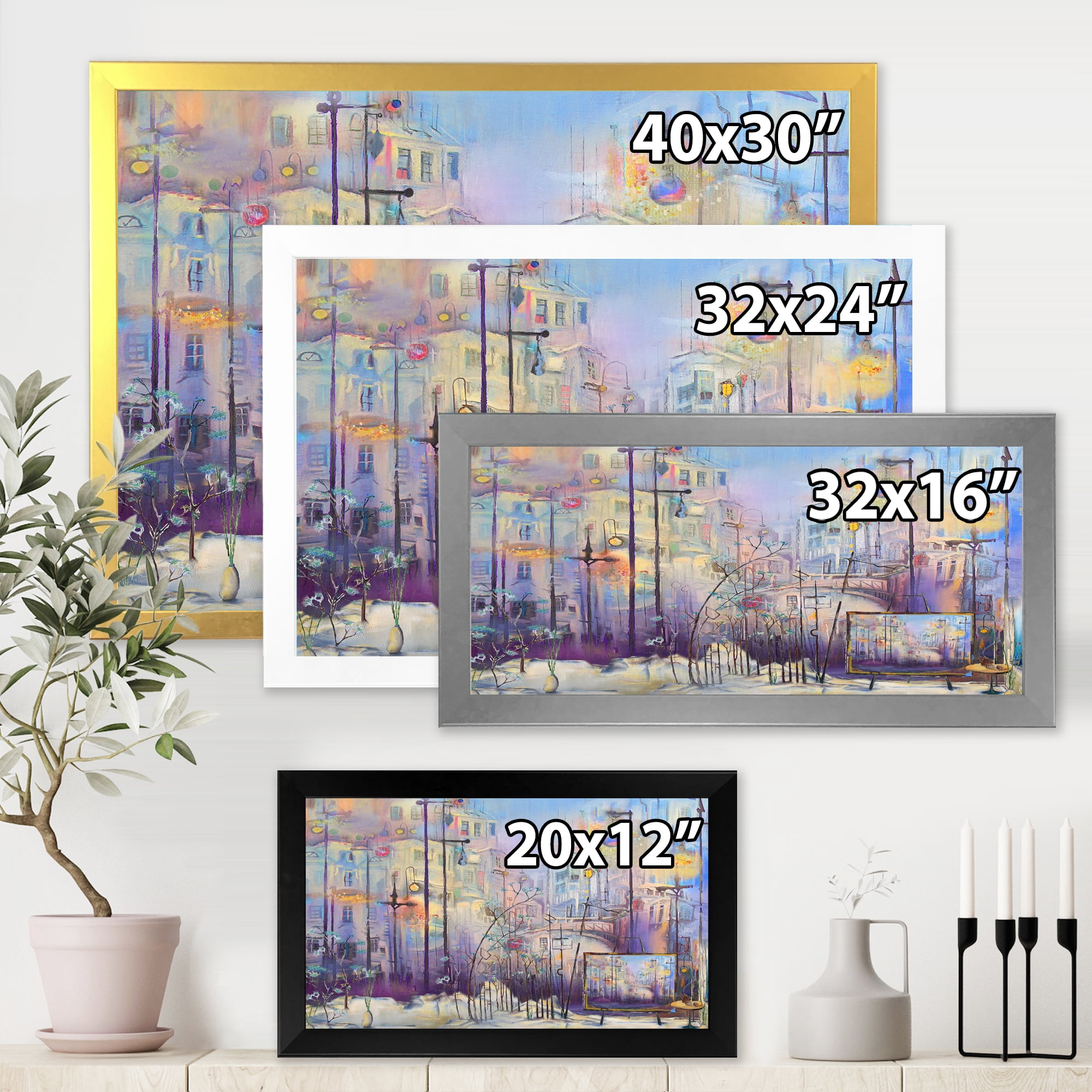 Designart 'Abstract Cityscape With Pastel ' Modern Framed Art Print