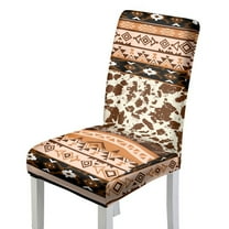 COEQINE Dining Room Chair Slipcovers Set of 1, Stretchable Universal Fit Chair Protector Polyester Spandex Machine Washable Covers for Dining Room, Hotel, Ceremony, American Tribal Cow Print Khaki