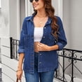 thumbnail image 2 of MaFYtyTPR Women's Denim Jackets Fashion Casual Long Sleeved Button Pocket TurndownCollar Coat with Pocket Slim Comfy Cardigan Jean A-Blue XL, 2 of 6