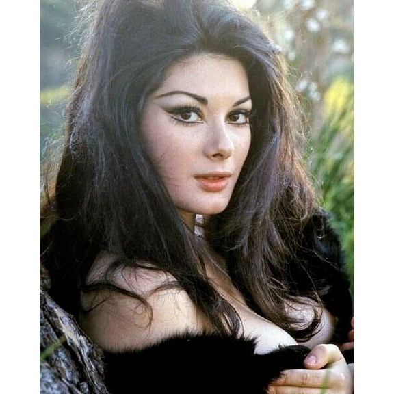 Edwige Fenech huge cleavage wearing just a fur jacket5x7 inch photo Poster