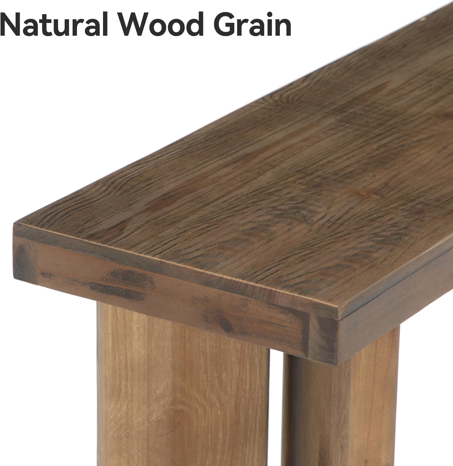 Finmind 70.9" Solid Wood Console Table, Extra Long Farmhouse Sofa Table for Entryway, Rustic Brown