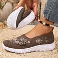 thumbnail image 6 of Domzle Womens Orthopedic Shoes Wide Width Butterfly Embroidered Slip On Knitting Flat Loafers Walking Shoes Soft Breathable Lightweight Mesh Sneakers with Arch Support Brown 36, 6 of 7