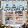 thumbnail image 5 of Christmas Snowman Valances for Windows, 42 x 18in, Winter Tree Snowflakes Blue White Rod Pocket Kitchen Valance Curtain Light Filtering Window Treatments for Living Room Bedroom, 1 Panel, 5 of 7