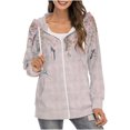 thumbnail image 1 of Sudadera Para Mujer Moda Sudaderas Con Capucha Manga Larga Cuello Redondo Bolsillo Estampado Suelto Cremallera Tops Blusa Odeerbi ODB173940, 1 of 6