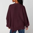 thumbnail image 6 of WTXUE Women's Oversized Batwing Sweaters 2025 Fall Outfits Trendy Crewneck Knit Side Slit Fashion Pullover Tops Tunic Sweater Baggy Soft Sweaters Wine L, 6 of 7