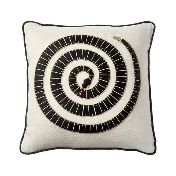 Jonathan Adler Us Kit Eden Coiled Snake Pillow, White/Black