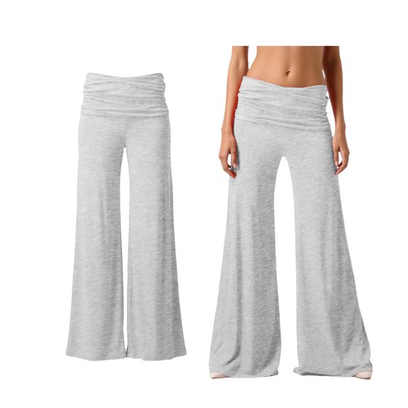 Women's Wide Leg Pants Fold over Flared Yoga Pants Lounge Pants Loose Yoga Pants Women Casual Pants