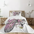 thumbnail image 3 of Ambesonne Dragon Quilted Bedspread Set 2 Pcs, Digital Robotic Cyborg, Twin Size, Yellow Fuchsia Grey, 3 of 6