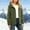 Army Green, variant on Womens Fleece Lined Hooded Zip Up Jacket Elastic Cuff Side Zipper Pockets Relaxed Mid Cut for Lakeside Camping Park Gathering Black XXXL