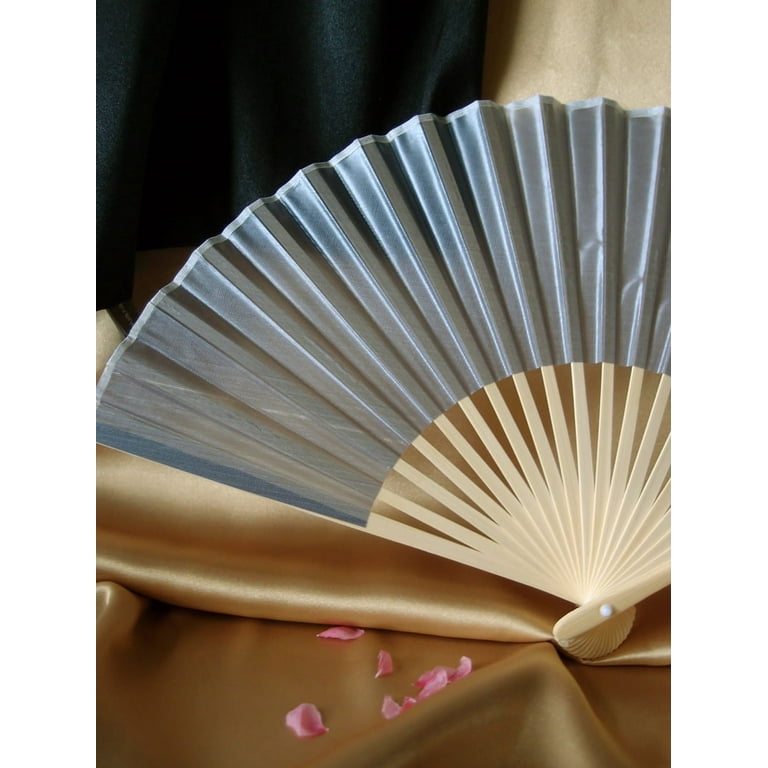 24 Pcs White Heart Shaped Paper Fans Handheld Folding For Wedding Party