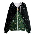 thumbnail image 5 of Towmus Fall Clothes for Women Snowflake Print Graphic Xmas 2025 Zip Up Long Sleeve Hooded Sweatshirts Drawstring Winter Coat, 5 of 6