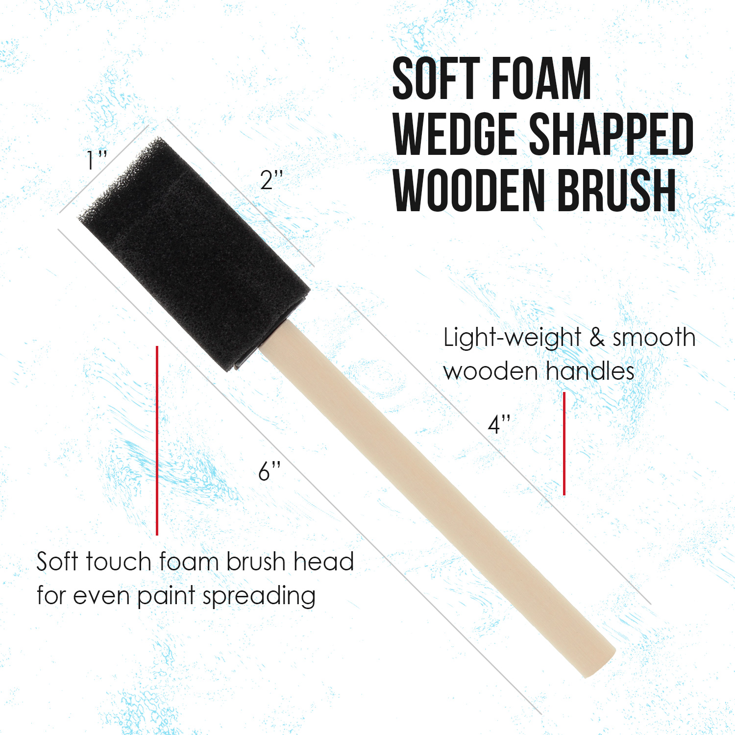 US Art Supply 1 inch Foam Sponge Wood Handle Paint Brush Set (Value Pack of 25) - Lightweight, durable - image 2 of 6