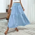 thumbnail image 2 of MIXUE Skirts For Women Summer Solid Color Elastic High Waist A Line Elegant Maxi Skirt Outwear,Blue,L, 2 of 7