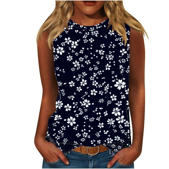 Summer Womens Plus Size Tank Tops Crew Neck Casual Flowy Sleeveless Fashion Casual Shirts Blouse