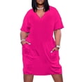 thumbnail image 1 of Vestido de bolsillo suelto Rosa neón para mujer traje de festival ropa de mujer, 1 of 6