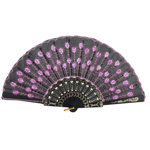 Abanico plegable NikouMX 10 piezas de lentejuelas plegables de baile de mano ventilador plegable de mano rendimiento de alta gama