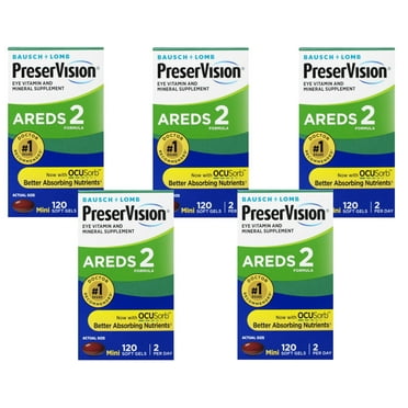 5 Pack - PreserVision AREDS 2 Vitamin - Mineral Supplement, Soft Gels 120 Each
