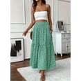 thumbnail image 5 of MORTTIC Women's Boho Floral Maxi Skirt - High Elastic Waist, Pleated A-Line Long Skirt for Summer Casual Wear, 5 of 5